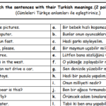 4. Sınıf İngilizce 1. Dönem Değerlendirme Çalışması İNDİR.